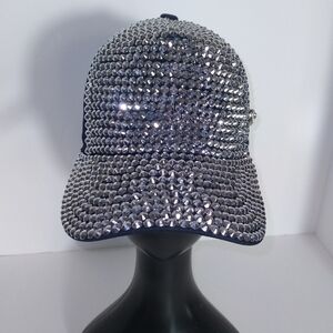 Juicy Couture Silver Bling Studded Embellished Black Cap